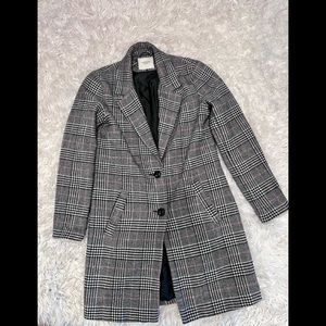 Houndstooth plaid long coat. Size UK S